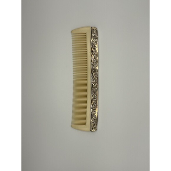 Unbranded Accessories - Vintage Silver Plate Ornate Floral Plastic Tooth 7.25" Hair Comb‎
